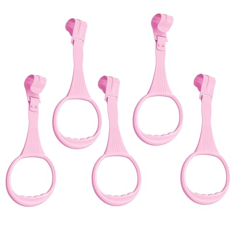 Image of 5pcs Walk Assistant Plastic Crib Pull Rings - Baby Pull Up & Hanging Rings for Infant Toddler Practice Tool (Pink)