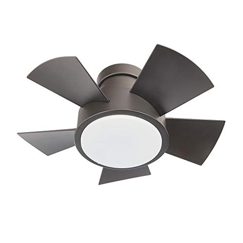 Image of Modern Forms Vox 26 in Smart Indoor and Outdoor Smart Flush Mount Ceiling Fan in Bronze with Remote Control 3500K