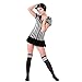 SATINIOR 5 Pcs Women Referee Costume Set Umpire Outfit Stripe Ref Shirt Hat Long Socks Whistle for Halloween Cosplay Party(XX-Large)