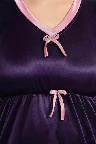 Image of Fabme Women's Satin Plain Kaftan Top & Pyjama Set