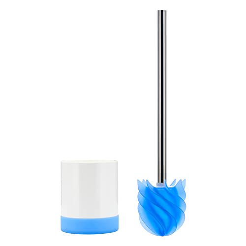 LOOMAID Silikon WC-Bürste mit Lotuseffekt Made in Germany Klobürste Toilettenbürste mit Halter (Blau)
