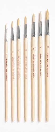 Image of Pure Hog Hair Round Paint Brush Set | Natural Bristle Artist Brushes for Oil & Acrylic Painting, Smooth Color Blending, Fine Detailing & Professional Art Creations | Sizes 0-12, Set of 7