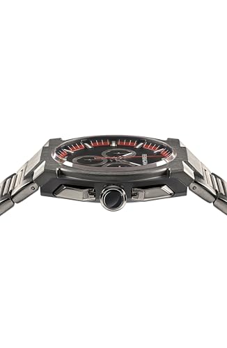 Ferragamo Ferragamo Supreme Chrono Collection Luxury Mens Watch Timepieces with a Grey Bracelet Featuring a Gun Case and a Black Dial2