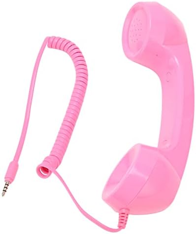 HEEPDD Teléfono celular retro vintage, receptor con cable rosa clásico de 0.138 in con altavoz de micrófono integrado para teléfonos inteligentes,