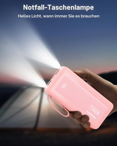 Powerbank 27000mAh mit 4 integrierten Kabel, 30W USB C Schnellladefunktion – Ansicht 4