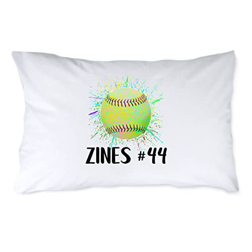 Pattern Pop - Personalized Splatter Paint Softball Pillowcase - Softball Player Decorative Pillow Covers - 20” x 32” Pillowcase - White Bed Pillowcases