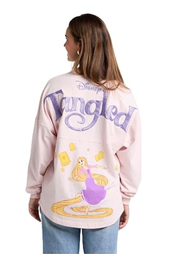 Spirit Jersey Disneys Rapunzel Tangled Official Disney Princess Collection Long Sleeve Oversized Pullover Shirt Unisex Relaxed Fit Heavy Pre-Shrunk 100% Cotton Pink Frost X-Large