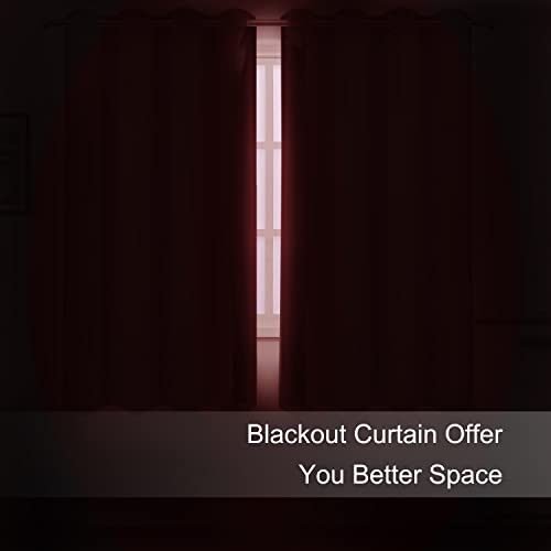 Image of LEMOMO Bright Red Blackout Curtains 52 x 63 Inch Length /Set of 2 Curtain Panels /Thermal Insulated Room Darkening Blackout Curtains for Bedroom