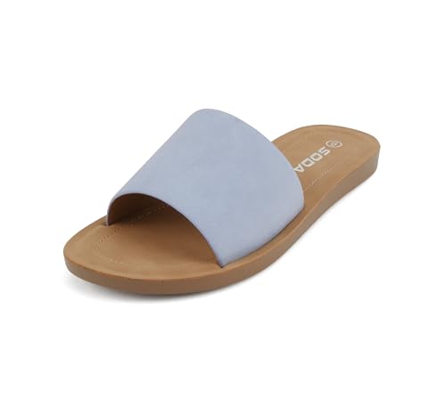 Image of Soda Shoes Efron-S Women Flip Flops Basic Plain Slippers Slip On Sandals Slides Casual Peep Toe Beach