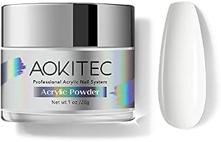 Aokitec White Acrylic Powder for Nails, Professional Acrylic Nail Powder,Lasting Acrylic Powder for Extension French Nail Art, Acrylic Nail Supplies Sets for Nails Beginners or Salon (1oz)