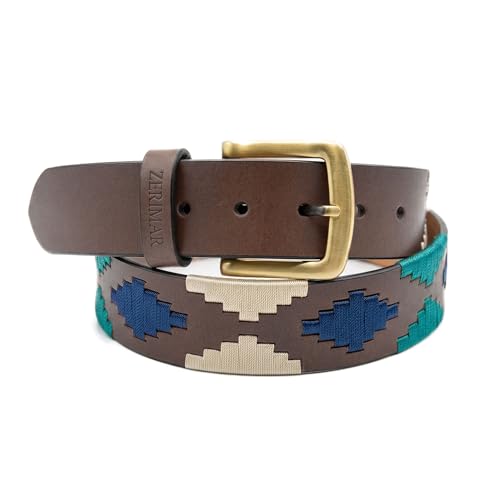 Zerimar Cinturon Piel de Hombre Vacuno |Estilo Polo Argentino | Ancho 38MM | Hebilla Elegante | Correa de Cuero Premium | Color Marron Beige | Talla 120