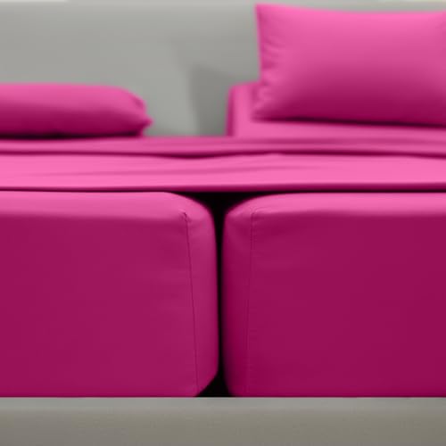 Image of Elegant Comfort Luxurious 1500 Premium Hotel Quality Microfiber Three Line Embroidered Softest 5-Piece Bed Sheet Set, Wrinkle and Fade Resistant, Split King, Pink
