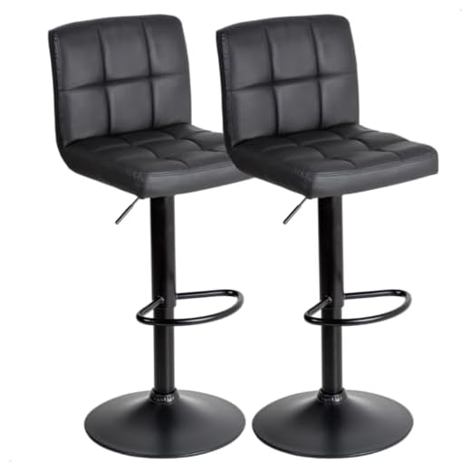 Banquetas Gomos Confort Giratória Estofada Cozinha Kit 02 Un (Preta)