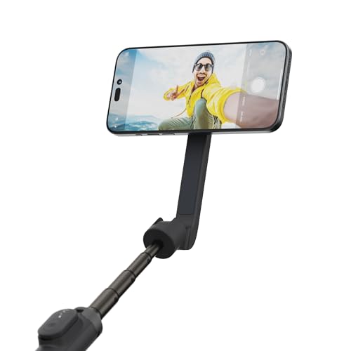 ShiftCam SnapStand Max Magnetic Selfie Stick & Tripod Compact Foldable & Extendable with Tilt Head and Magnetic Bluetooth Remote (Jet Black SnapStand Selfie)