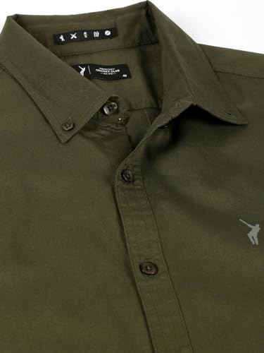 Image of Thomas Scott Men's Cricket Club Collection Classic Regular Fit Twill Shirt | 100% Cotton Long Sleeve Solid Shirt with Button Down Collar (Available in Plus Size)