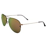 Epoch Eyewear Emerson Modische polarisierte Sonnenbrille für Damen und Herren, Flieger-Stil, roségoldener, randloser Rahmen mit rotgoldenem Spiegelglas