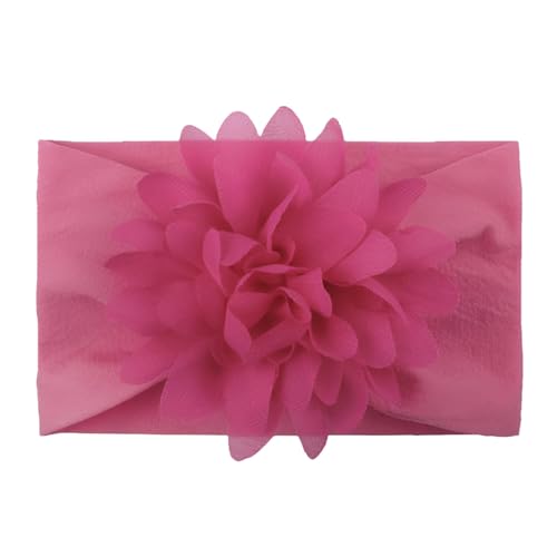 Image of SYGA Baby Headbands Nylon Flower Soft Stretchable Hairband for Newborn Infant Toddler Kids For 0-3 Year - Dark Pink