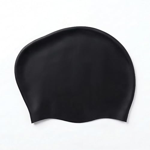 Image of Burnlab Silicone Swimming Cap for Long Hair, Comfortable Fit for Pool Use, Adult (Black)