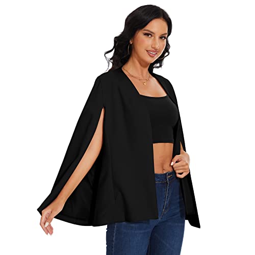 Womens Cape Blazer - Split Sleeve Open Front Casual Jacket Coat Workwear Elegant Formal Cape Coat4