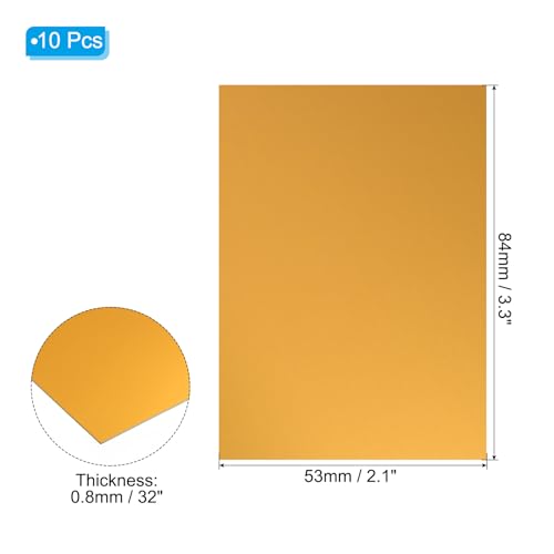 PATIKIL 3.3x2.1x1/32inch Anodized Aluminum Sheet, 10Pcs Metal Rectangle Aluminum Plate 0.8mm Thick Engraving Blanks for Laser Engraving DIY Decorative Crafting Home Decoration, Yellow