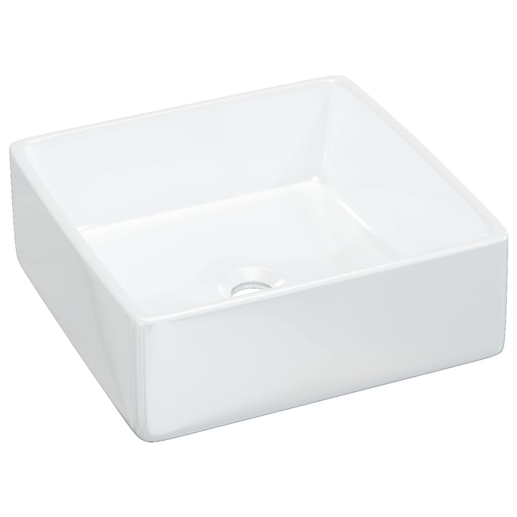 ShGaxin Lavabo Cuadrado de cerámica Blanco 37x37x13 cm, Fregadero, Lavabo Baño, Lavamanos Baño, Lavatorio Casa De Banho, Mueble Lavabo sobre Encimera