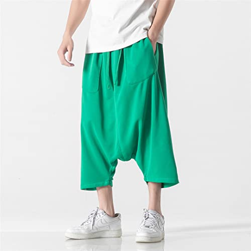 Men Chinese Style Wide-Leg Pants Men Hanging Crotch Hip Hop Bloomers Skirt Pants Loose Calf Lenght Trousers3