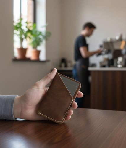 Image of Genuine Leather Card Holder Wallet for Men & Women | Slim Pocket Size Card Holder with Cash Slot | Debit Credit Visiting Card Organizer for Daily Use (Style 3)