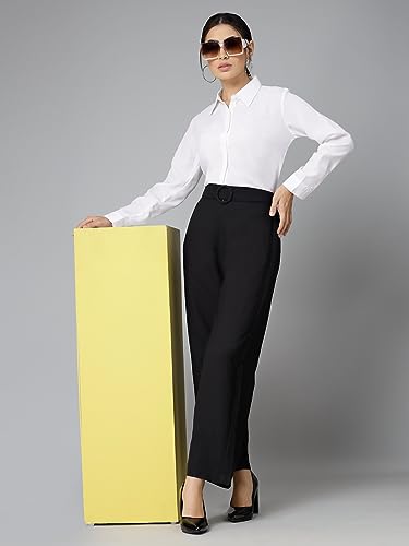 Image of Style Quotient Women Solid White Polymoss Regular Formal Shirt