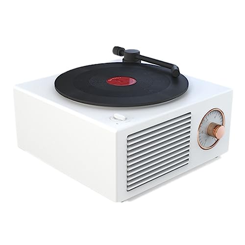 Rtauhife Tourne-Disque Enceinte Bluetooth-Compatible V5.0 Vinyl Record Player StéRéO Vintage Portable Haut-Parleur Blanc