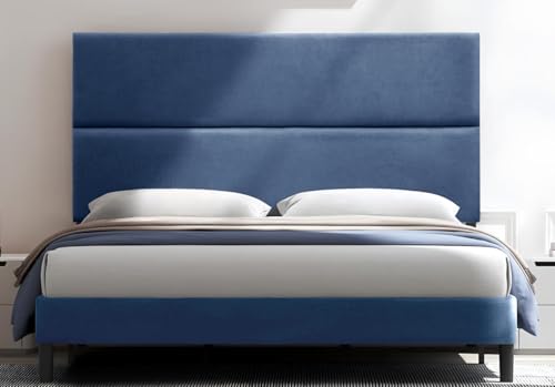 DecorQUALITY Cabecero de Cama Duo 165X70 CM Azul - Cabezal Tapizado Acolchado de Tela Antimanchas - Cabecero Premium Dormitorio