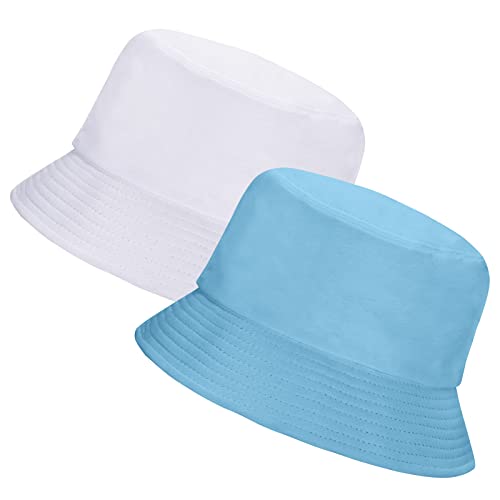 Image of Rosoz 1 & 2 Pack Bucket Hat for Women Men Summer Travel Beach Sun Hat Outdoor Cap Unisex Bucket Hats