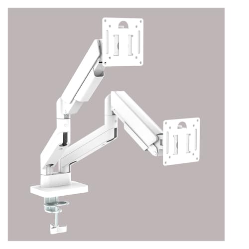 Image of Monitor Arm, Dual Monitor Desktop Mount Bracket for 17 to 32 Inch Screens Rotate&Tilt Adjust Two-Arm Desk Stand(Bianco)