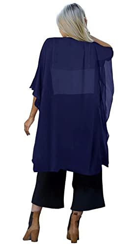 Image of Indian Trendy Women's Solid Puff Sleeve Kimono Long Cardigan Loose Cover Up Casual Blouse Top Chiffon