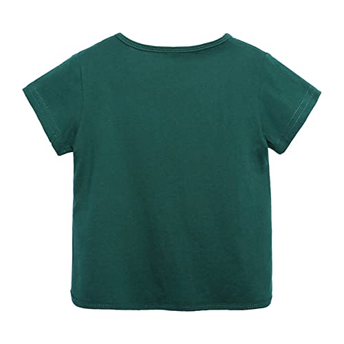 Cotton Kids T-Shirts Short Sleeve Summer Crew Neck Basic Sweatshirt Tops for Boy Girls Toddlers Unisex Children (Green, 5-6 Years)3