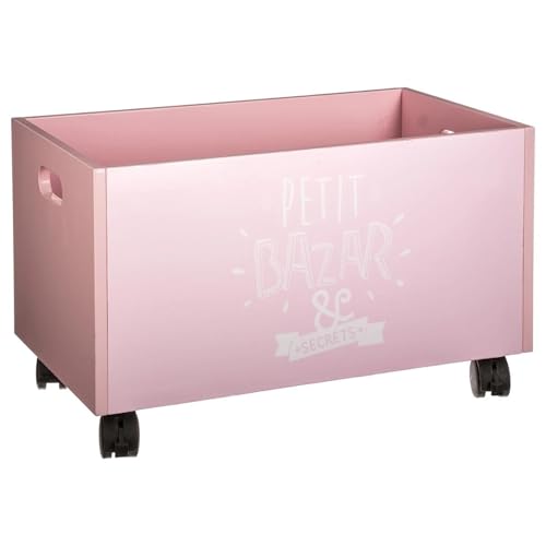 Coffre à jouets rose en bois MDF Well Home design