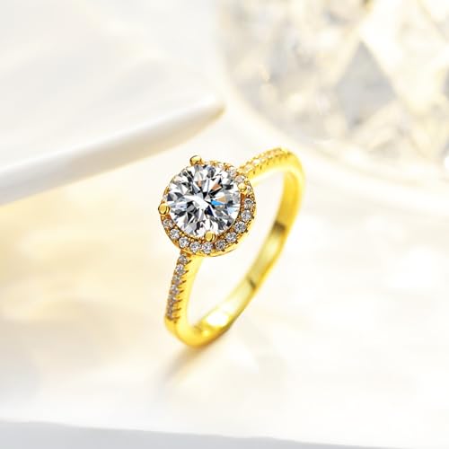 Moissanite Diamond Rings for Women 1ct Round Cut D Color VVS1 925 Sterling Silver Ring for Women Moissanite Engagement Wedding Rings for Women with Certificate4