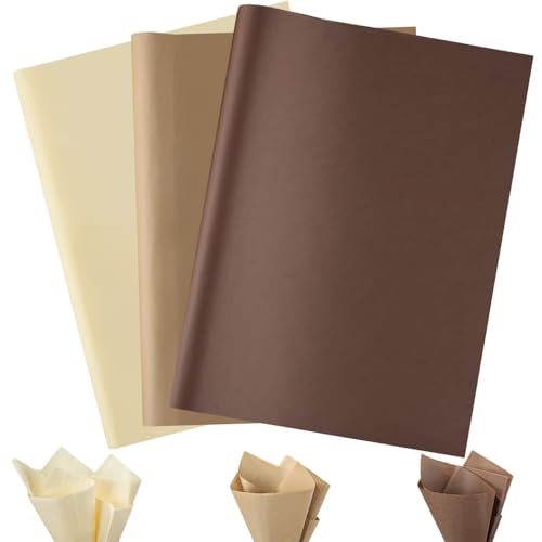 Jwssor Papier de soie marron, 20 feuilles de papier cadeau marron, 50 x 35 cm, papier de soie multicolore