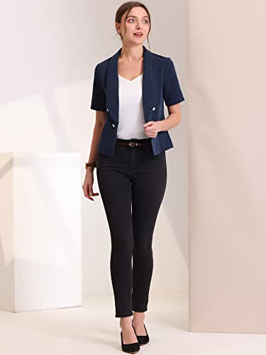 Allegra K Cropped Blazers for Women Summer Short Sleeve Open Front Jackets Blazer for Work Casual4