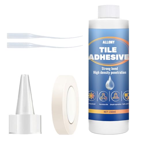Allony Pegamento Azulejos, Adhesivo para Azulejos para Interior y Exterior, Fuerte Adhesivo para Azulejos,Perdurable Durable para Baños, Cocinas, Paredes Exteriores, Blanco（150g）