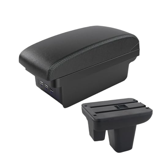 Caja Reposabrazos Para Morris Para Garages MG3 Reposabrazos Caja Consola Central Almacenamiento Contenido Caja Con Portavasos USB Conducción Derecha Consola Central Coche(B2 Black line 3 USB)
