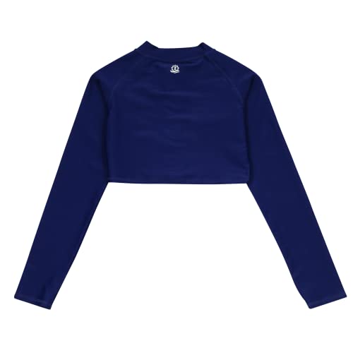 Image of SwimZip Girls' Long Sleeve Zipper Crop Top Rash Guard UPF 50+ Sun Protection