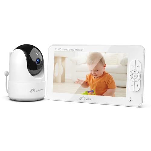 Image of iFamily Baby Monitor with Camera and Audio, 7'' 720P HD Video Baby Monitor No WiFi, Baby Camera Monitor, Hack Proof, Remote Zoom/Pan/Tilt,VOX Mode, Auto Night Vision, Built inLullabies