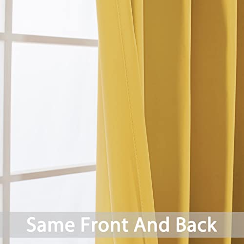 Bedroom Half Window Curtains - Home Decoration Short Drapes Eyelet Top Draperies(Mustard Yellow, 52Wx36L, 2 Panels)