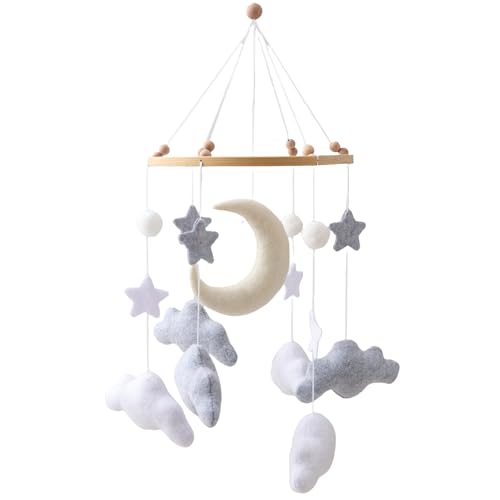 Gray Pink White Cloud Moon Themed Nursery...
