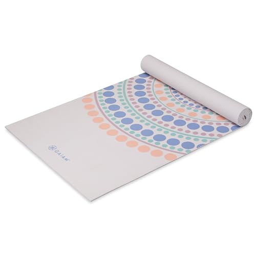 Image of Gaiam Premium Yoga Mat, 6mm Thick Print Mat | Premium 6mm thick cushioning for joint support. Non-slip print design for yoga, Pilates & floor workouts.