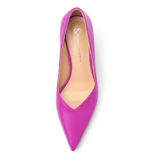 Image of Women Pointed Closed Toe 2.5 Inch Kitten Heel Slip On Pumps | Elegant Comfort Formal Dress Footwear, Versatile Ladies Shoes For Office Wedding Party Evening Daily Occasions