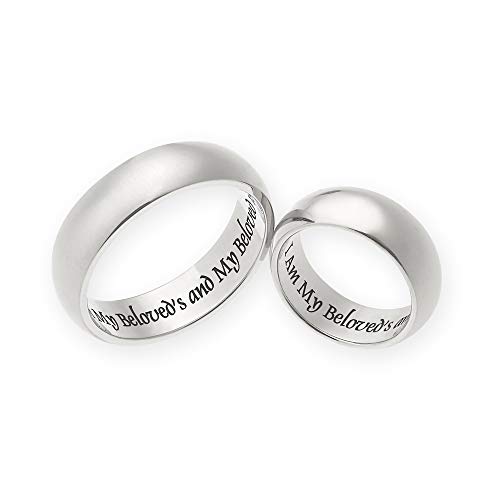 Beads & Pearls Jewelry 7Mm Stainless Steel Men Women Wedding Rings - I Am My Beloved's And My Beloved Is Mine Religious Christian Rings, His And Hers Wedding Band, Size 7 #TOP1