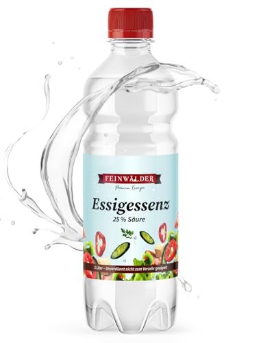 Feinwälder® Esencia de vinagre 25% de ácido en botella de 1 kg de 1000 ml | vinagre blanco para el hogar | limpiador de vinagre natural y descalcificador I vinagre