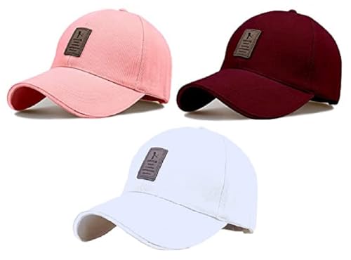 Image of Soft Cotton Adjustable Unisex Cap Quick Drying Sun Hat Protection for Men and Women (Freesize) Cap Pack of 3