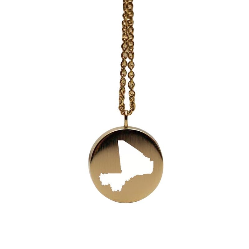 Pendentif carte du Mali en argent sterling plaqué or 14 carats, médaillon d'exception